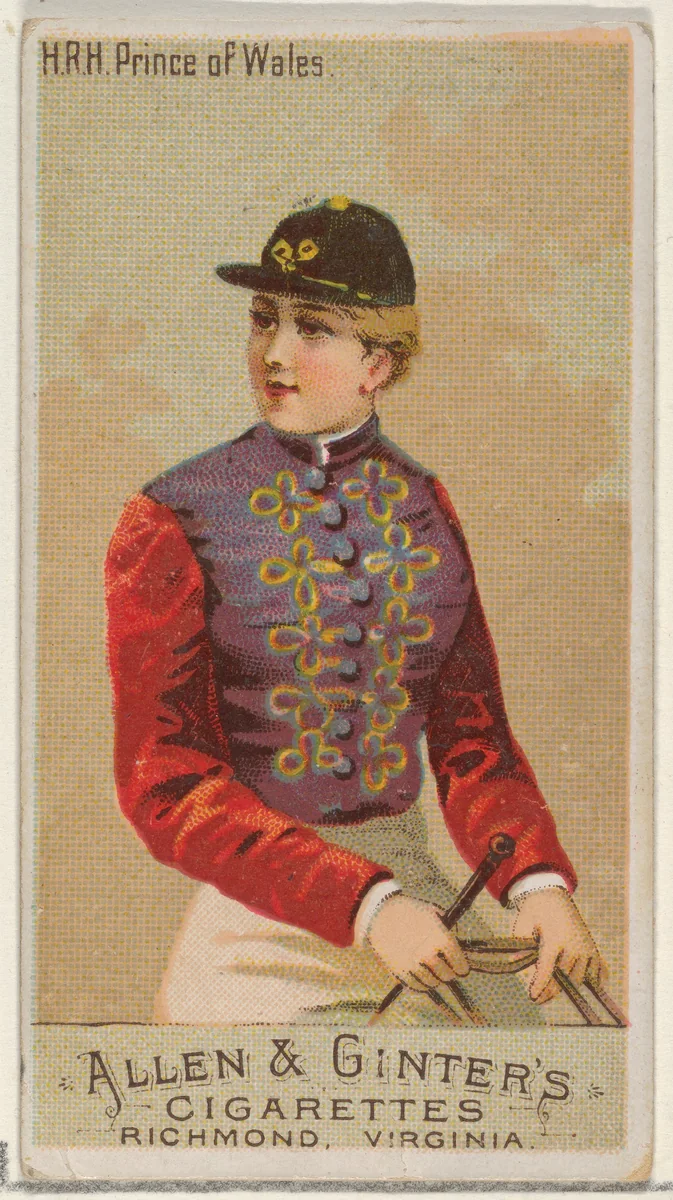 H.R.H. Prince of Wales, from the Racing Colors of the World series (N22a) for Allen & Ginter Cigarettes by Allen & Ginter, print, 1888