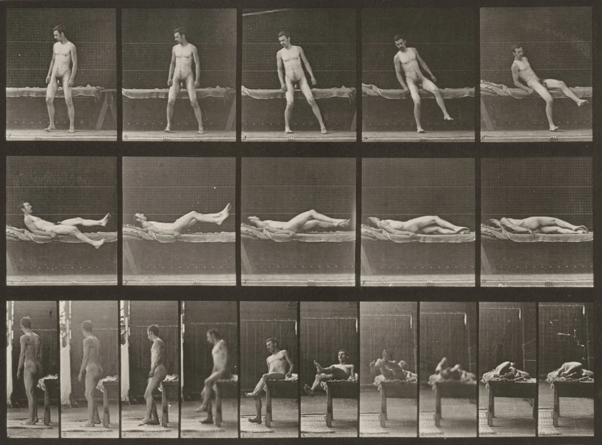 Plate Number 259. Lying on a couch and turning over on side by Eadweard Muybridge, photograph, 1887