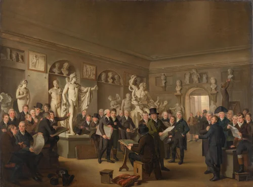 The Sculpture Gallery of the Felix Meritis Society by Adriaan de Lelie, painting, 1806-1809