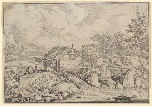 The Watermill by Allart van Everdingen, print, 1621-1675