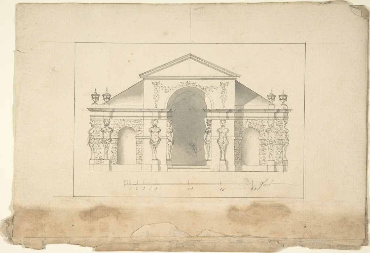 Elevation of Garden Pavilion by Robert Morris, drawing, 1715-1754