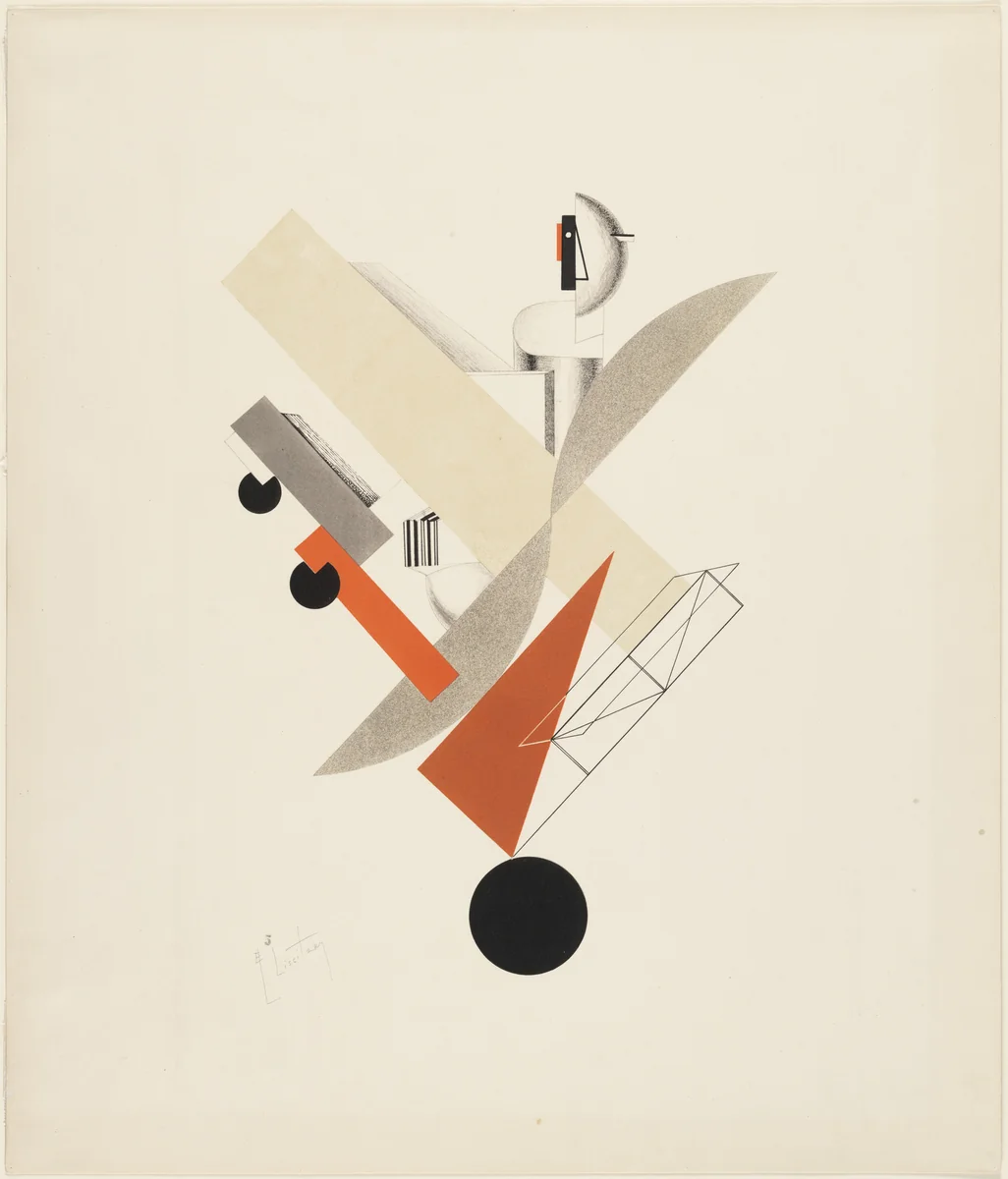 The Globetrotter from Figurines: The Three-Dimensional Design of the Electro-Mechanical Show Victory over the Sun (Figurinen, die plastische Gestaltung der elektro-mechanischen Schau Sieg über die Sonne) by El Lissitzky, print, 1920