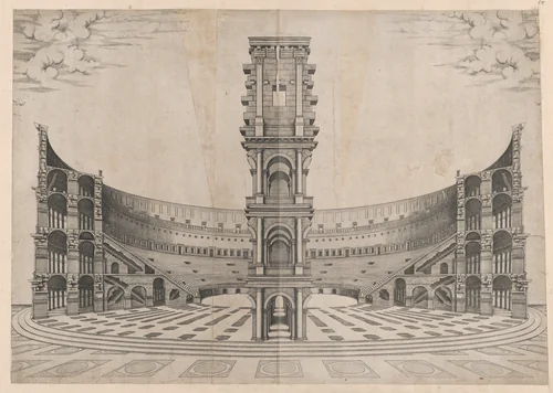 Interior Reconstruction of the Colosseum, from "Speculum Romanae Magnificentiae" by anonymous, print, 1530-1580
