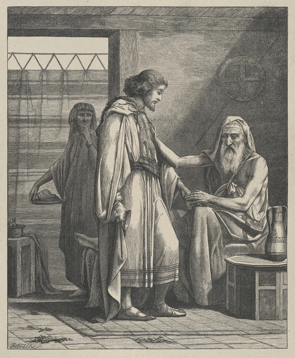 Isaac Blessing Jacob, from "Dalziels' Bible Gallery" by Edward Armitage, print, 1880-1881