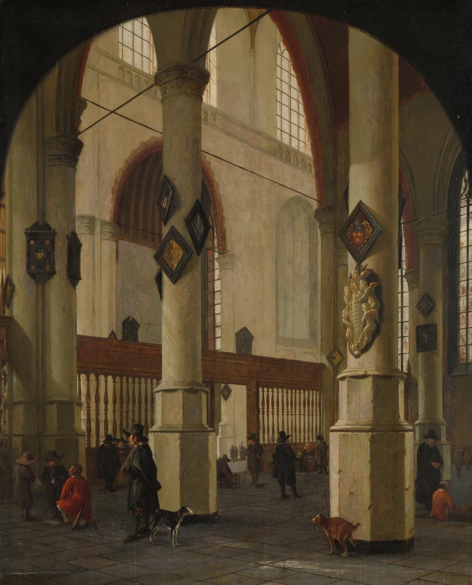 Interior of the Oude Kerk in Delft by Hendrick van Vliet, painting, 1654