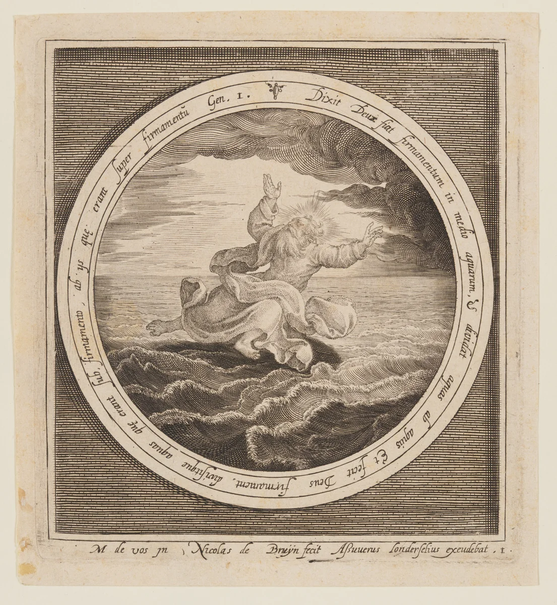 Second Day: The Division of the Waters, from The Creation to the Expulsion from Paradise by Nicolaes de Bruyn, print, 1605-1615