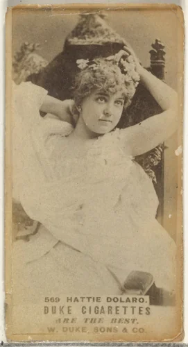 Card Number 569, Hattie Dolaro, from the Actors and Actresses series (N145-7) issued by Duke Sons & Co. to promote Duke Cigarettes by W. Duke, Sons & Co., photograph, 1880-1889