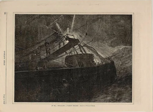 At Sea—Signalling a Passing Steamer by Winslow Homer, print, 1871