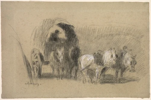 A Miller's Carriage by Albert-Charles Lebourg, drawing, 1890-1900