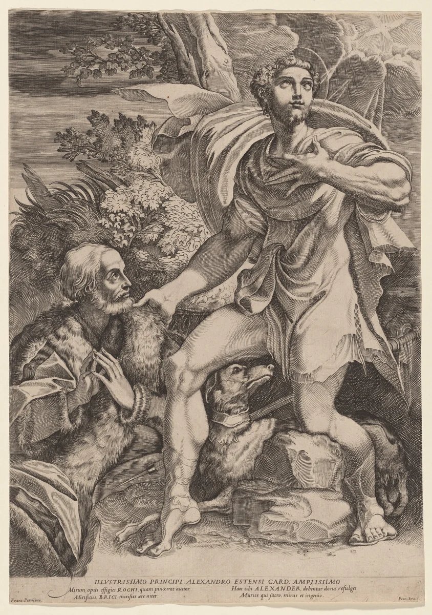 Saint Roch with a Donor by Francesco Brizio, print, 1598-1608