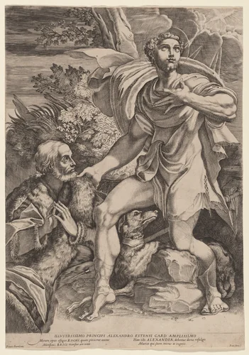 Saint Roch with a Donor by Francesco Brizio, print, 1598-1608