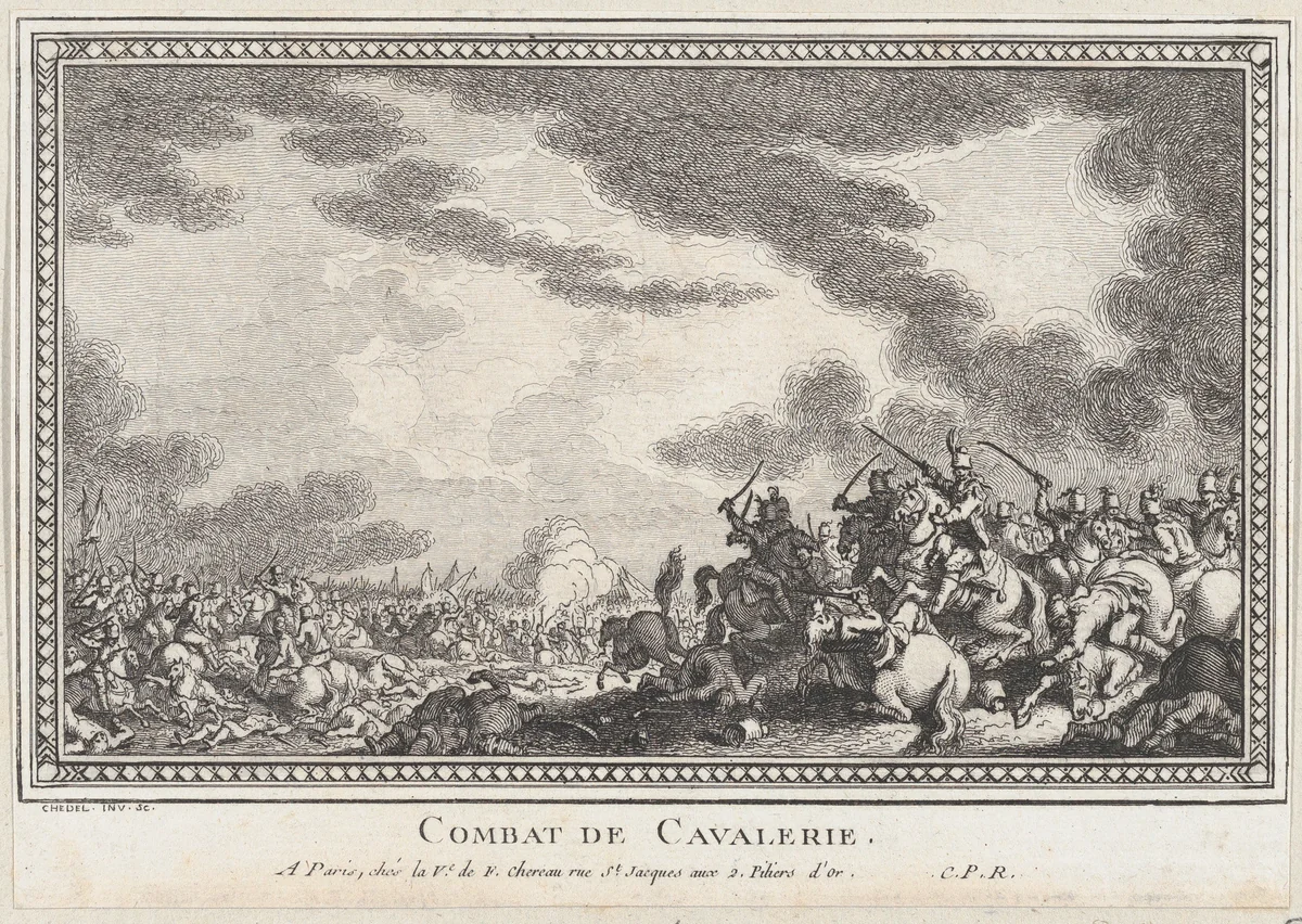Combat de Cavalerie by Quentin Pierre Chedel, print, 1715-1763