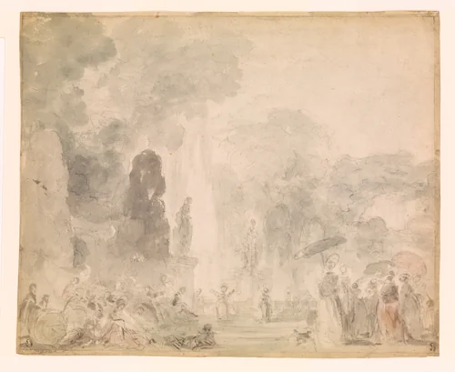 View of a Park by Jean Honoré Fragonard, drawing, 1776-1779