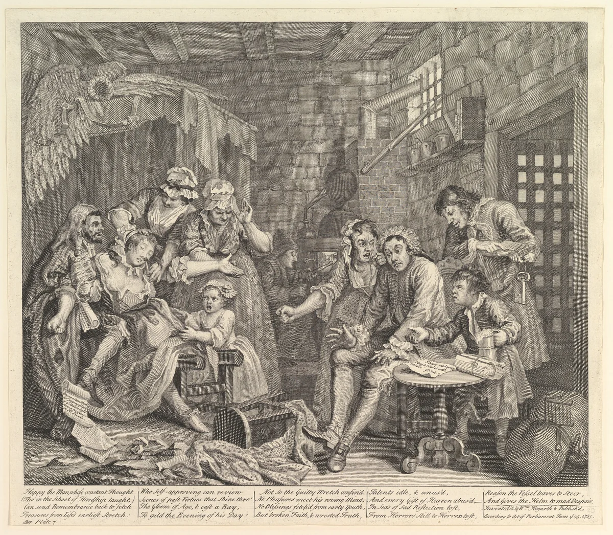 A Rake's Progress, Plate 7 by William Hogarth, print, 1735