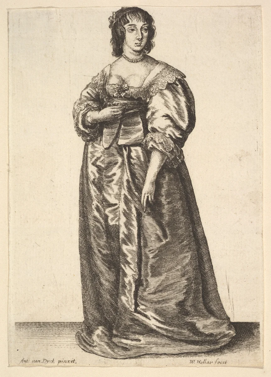 Whole-length Figure of a Lady by Wenceslaus Hollar, print, 1625-1677