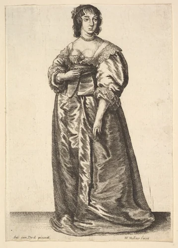 Whole-length Figure of a Lady by Wenceslaus Hollar, print, 1625-1677