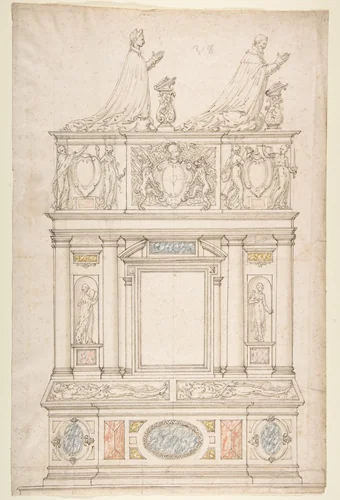 Design for a Double Tomb by anonymous, drawing, 1500-1599