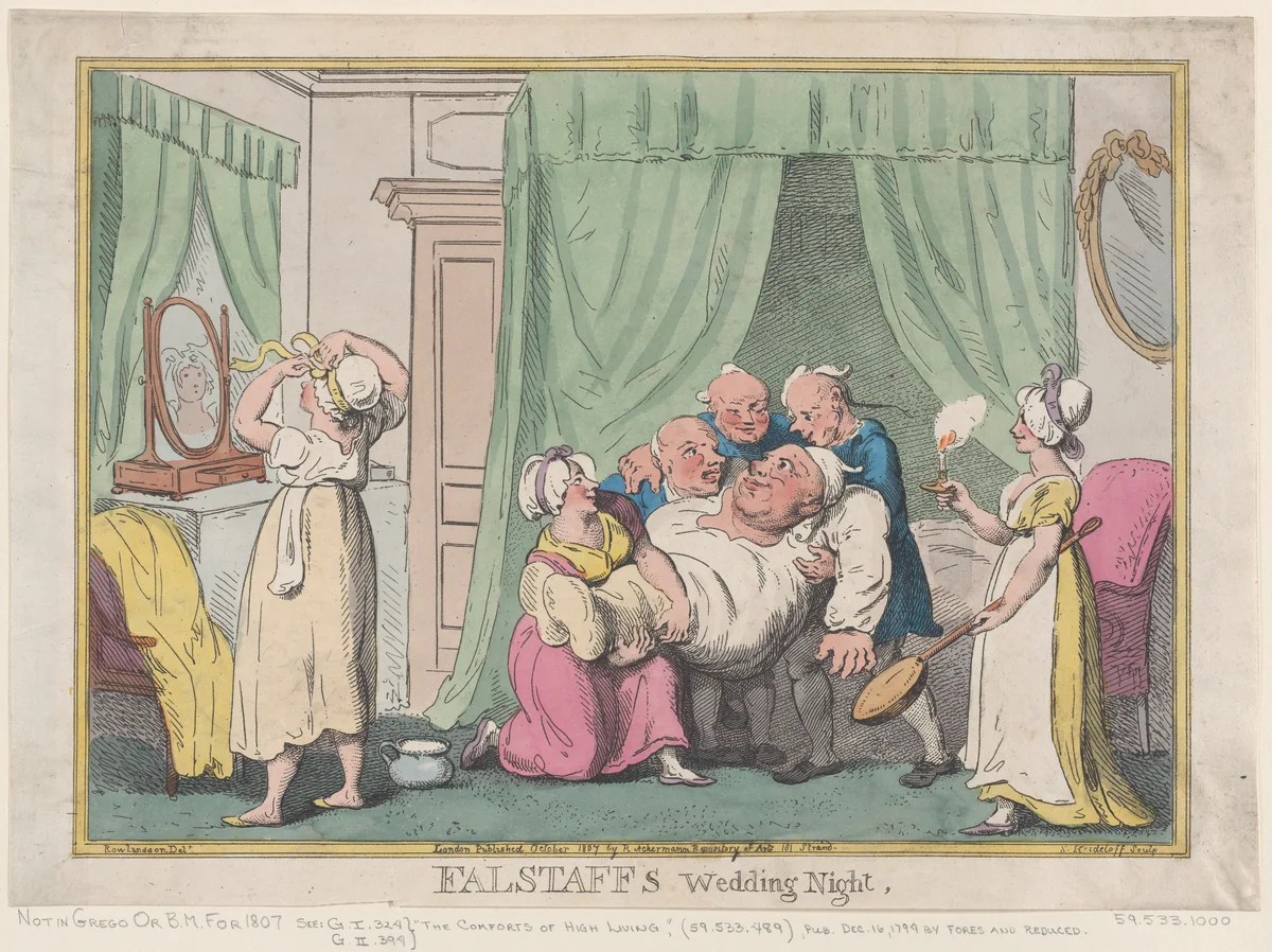 Falstaff's Wedding Night by Nicolaus Heideloff, print, 1807