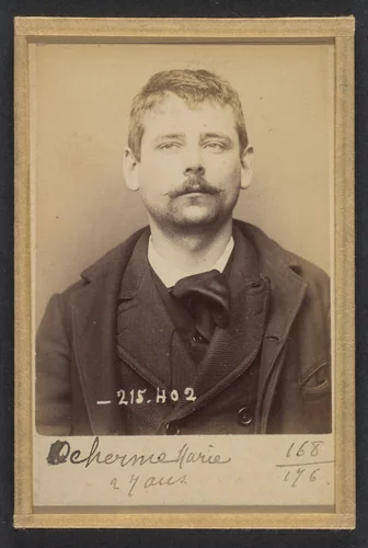 Deherme. Marie, Adolphe. 26 ans, né à Paris XVIIe. Publiciste. Anarchiste. 9/3/94. by Alphonse Bertillon, photograph, 1894