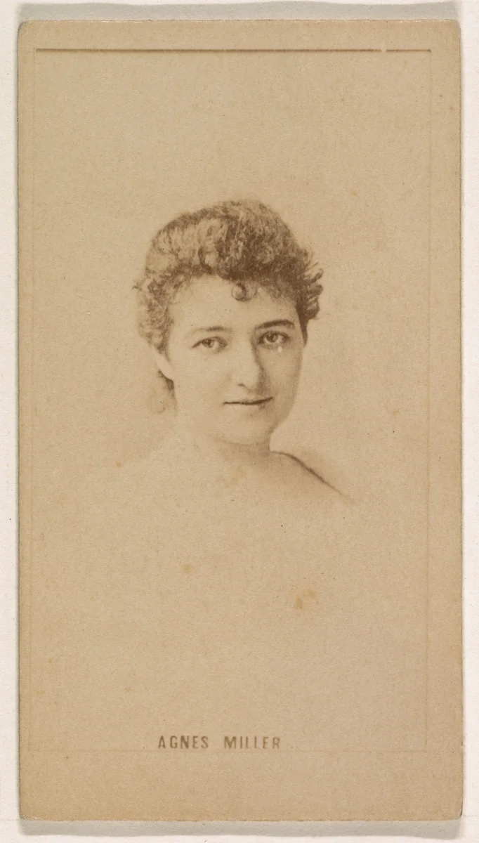 Agnes Miller, from the Actresses series (N245) issued by Kinney Brothers to promote Sweet Caporal Cigarettes by Kinney Brothers Tobacco Company, photograph, 1890