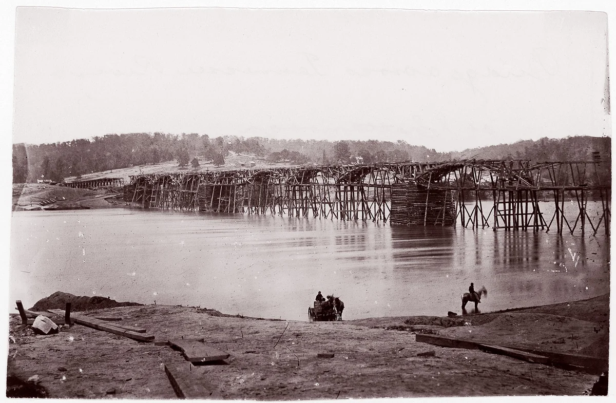 [Bridge Across Tennessee River at Chattanooga] by George N. Barnard, photograph, 1861-1865