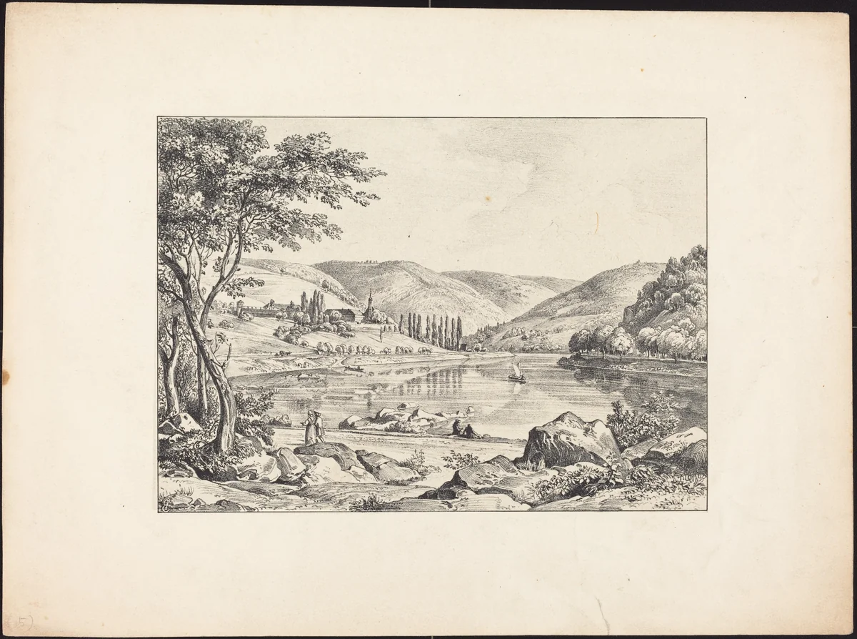 The Convent of Neuburg from Haarlass by Ernst Fries, print, 1829