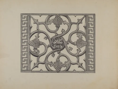 Cast Iron Window Grille by Austin L. Davison, index of american design, 1937