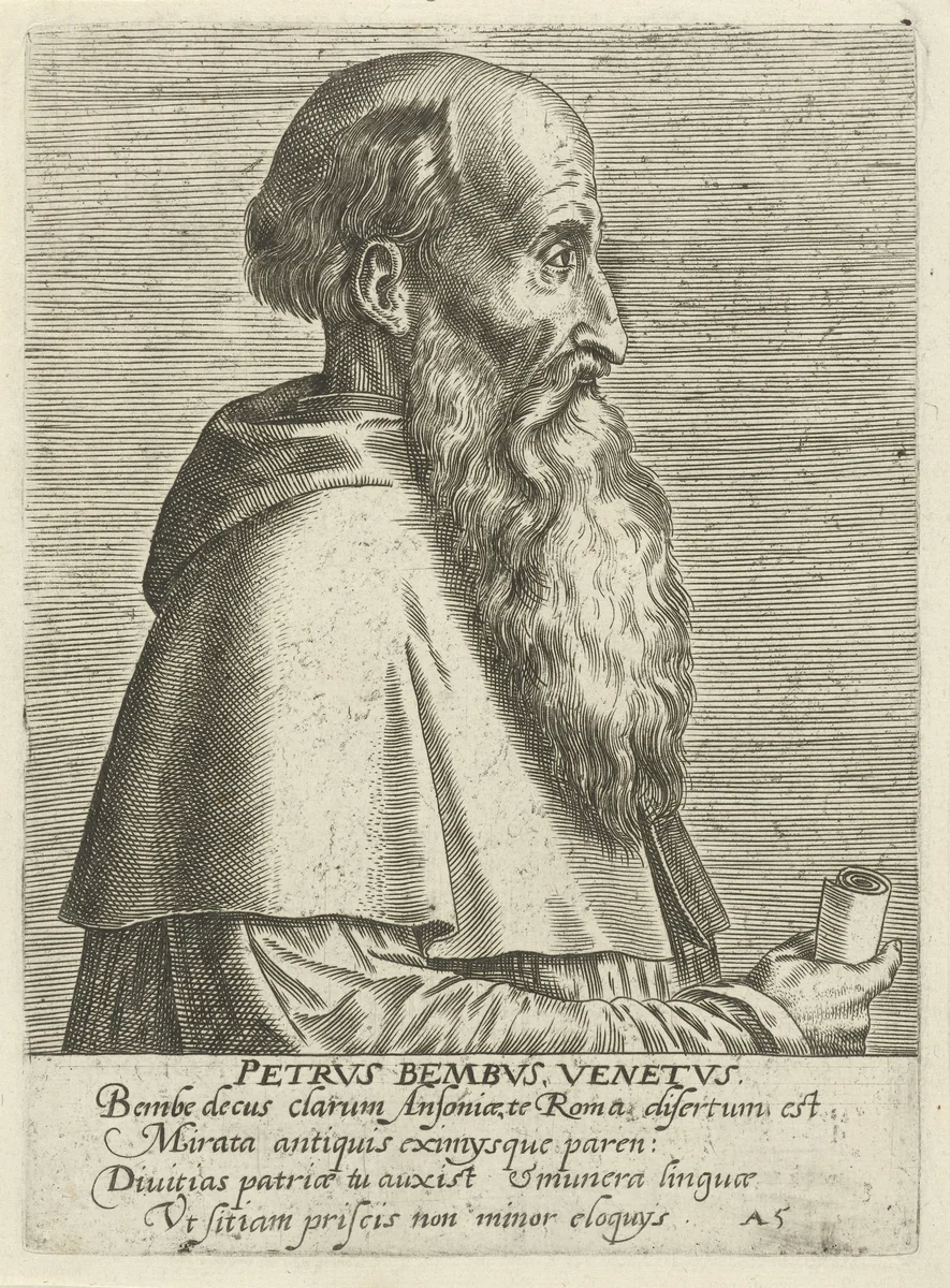 Portret van Pietro Bembo by anonymous, print, 1572-1612