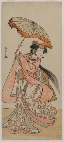 The Actor Segawa Kikunojo II Dancing with a Parasol by Katsukawa Shunshô (勝川春章), print, 1776-1779