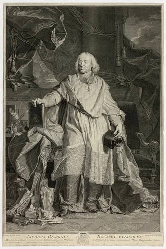 Portrait of Jacques Bénigne Bossuet, Bishop of Meaux by Pierre-Imbert Drevet, print, 1723