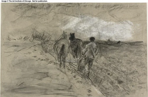 Man Plowing (recto and verso) by Anton Mauve, drawing, 1858-1888