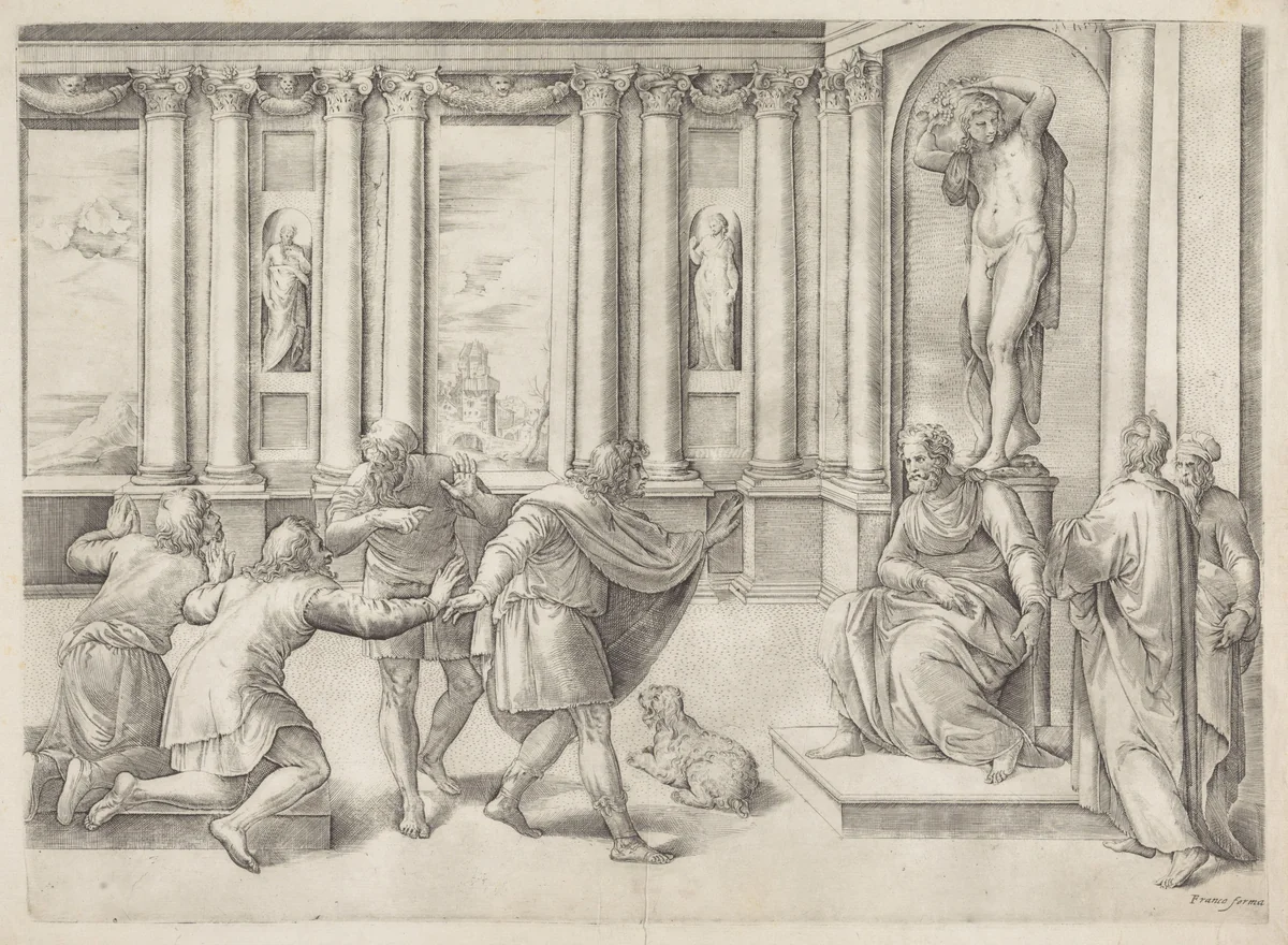 Mannen op audiëntie by Unknown, print, 1520-1561