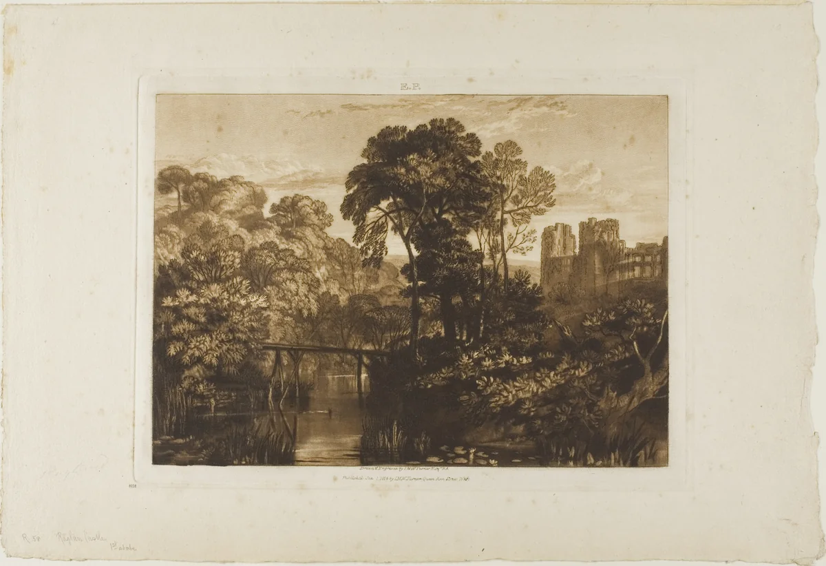 Berry Pomeroy Castle, plate 58 from Liber Studiorum by Joseph Mallord William Turner, print, 1816