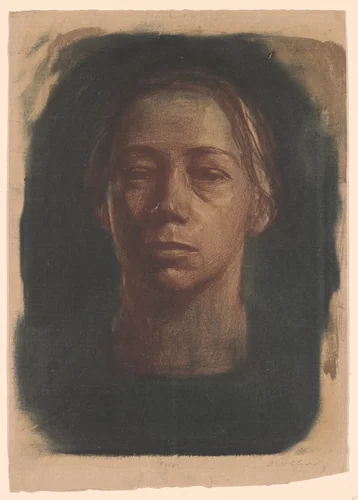Self-Portrait en Face (Selbstbildnis en face) state I/II by Käthe Kollwitz, print, 1904