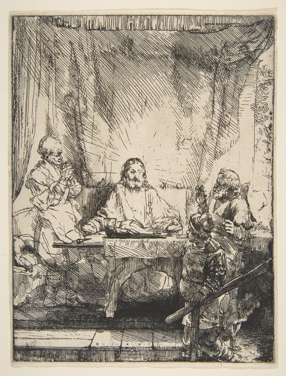The Supper at Emmaus by Rembrandt van Rijn, print, 1654
