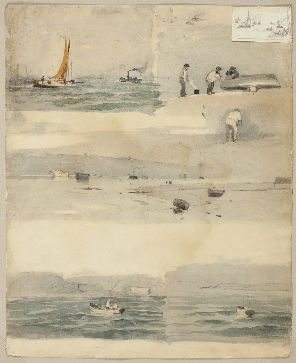 Sketches of Marine Scenes (recto); Two Sketches: Beside Stormy Coast, Cloudy Seascape by Édouard Manet, drawing, 1852-1883