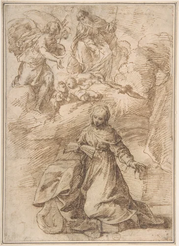 Annunciation by anonymous, drawing, 1600-1700