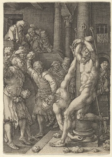 The Stoning of the Elders, from The Story of Susanna by Heinrich Aldegrever, print, 1555