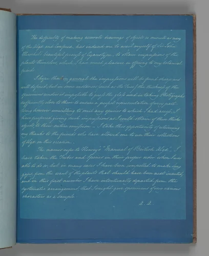 [Dedication Page 2] by Anna Atkins, photograph, 1851-1855