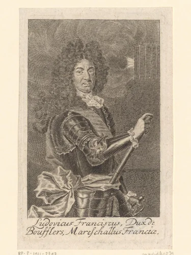 Portret van Louis François, hertog van Boufflers by Martin Bernigeroth, print, 1708