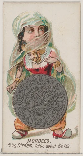 Morocco, 2 1/2 Dirhem, from the series Coins of All Nations (N72, variation 2) for Duke brand cigarettes by W. Duke, Sons & Co., print, 1889