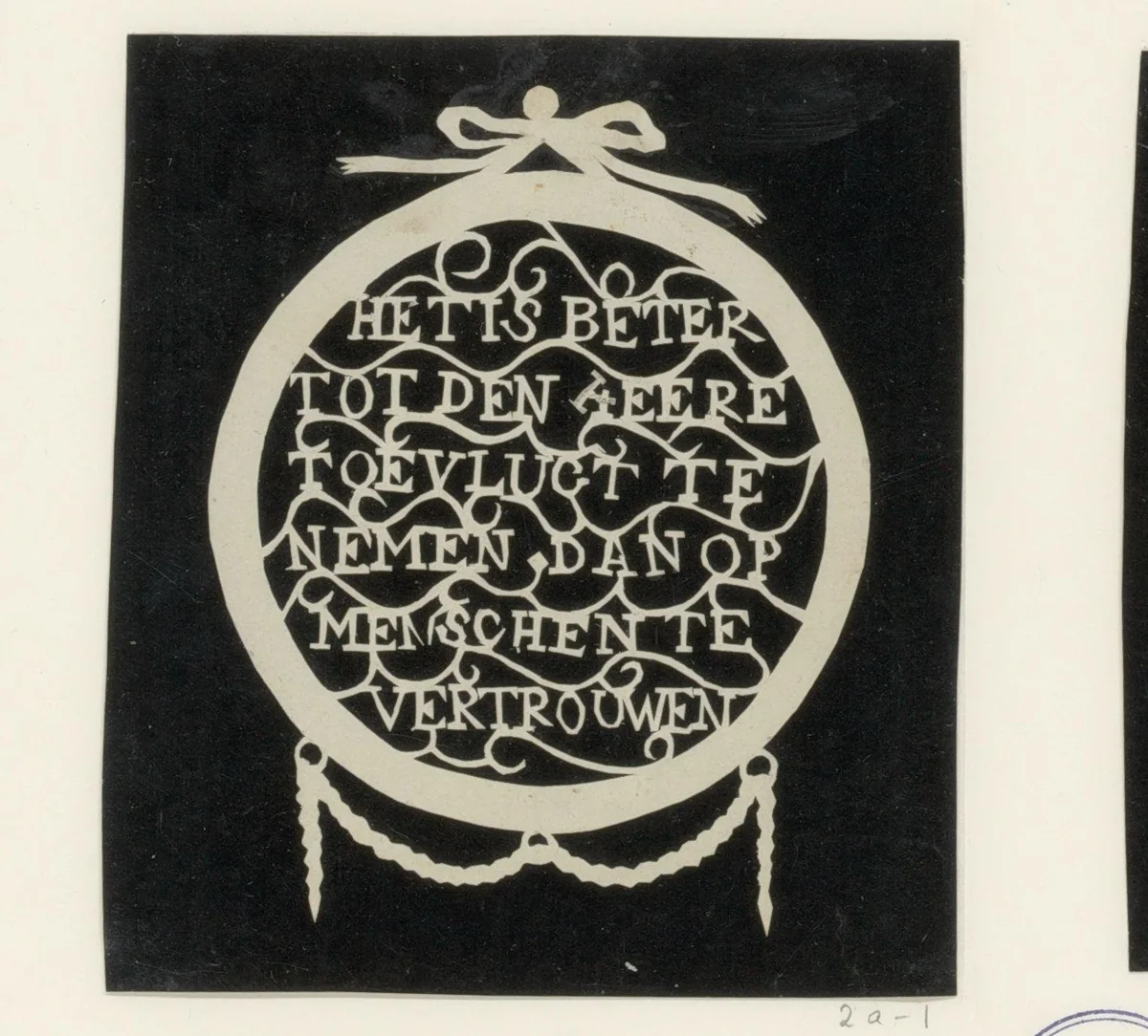 Spreuk: Het is beter tot den Heere toevlucht te nemen. Dan op menschen te vertrouwen by anonymous, other, 1750-1849