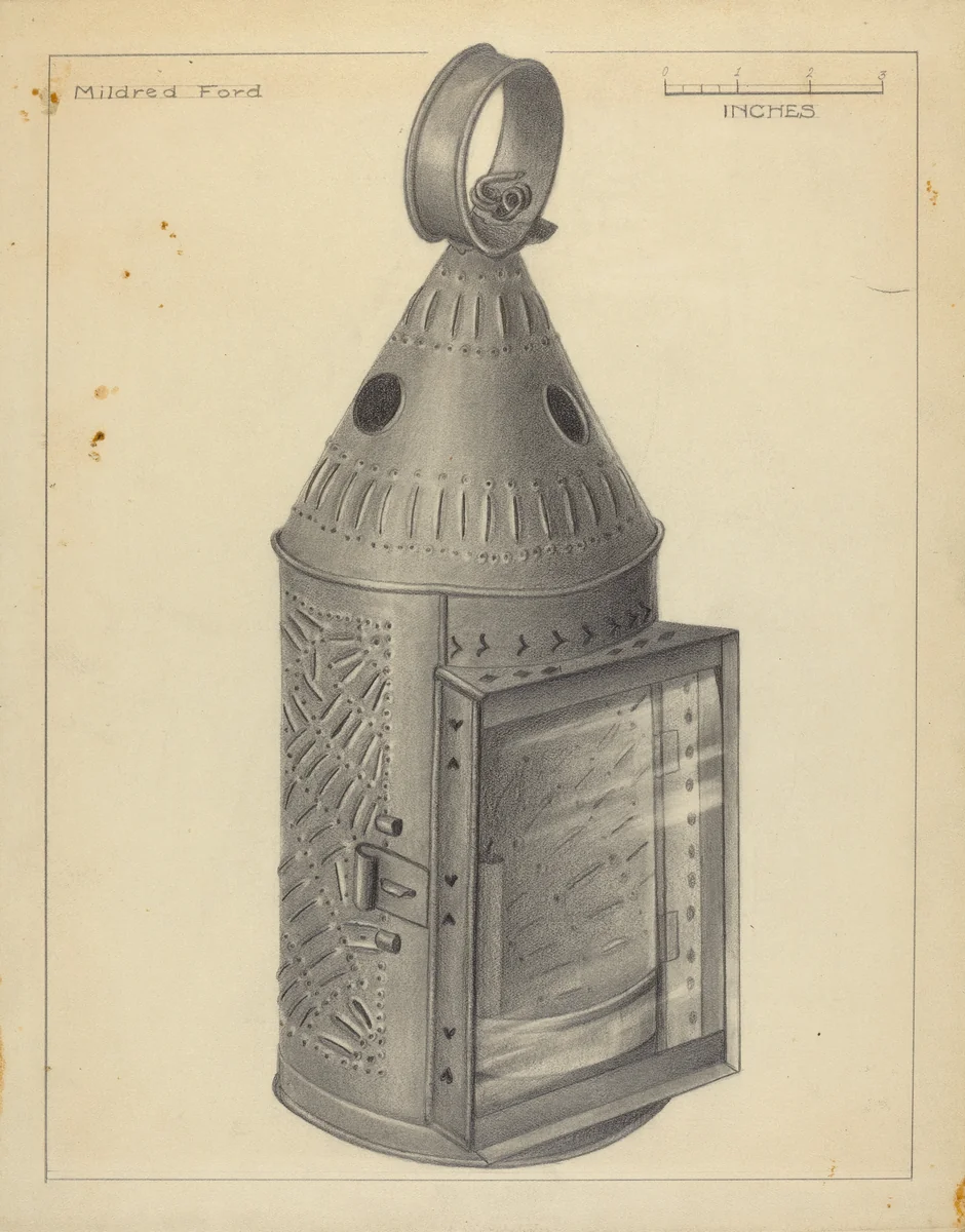 Lantern by Mildred Ford, index of american design, 1935-1942