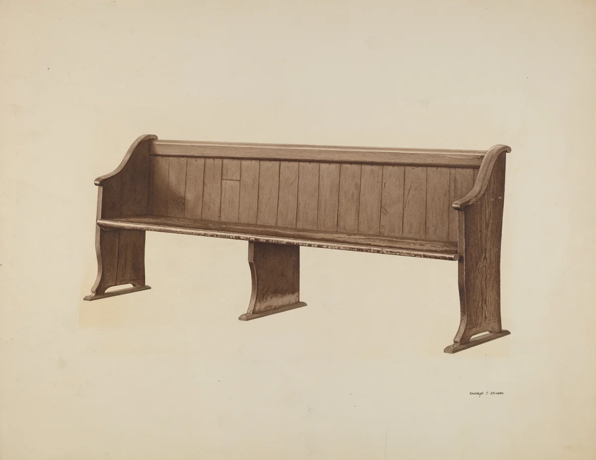 Church Pew by Randolph Atkinson, index of american design, 1940