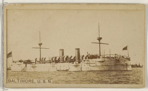 Baltimore, U.S.N., from the Famous Ships series (N50) for Virginia Brights Cigarettes by Allen & Ginter, photograph, 1895