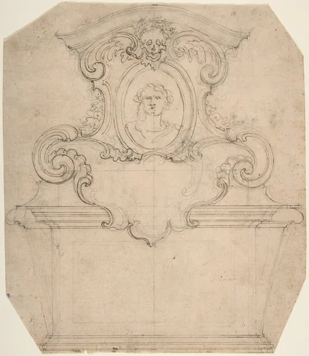 Design for a Tomb of Epitaph (recto); An Unfinished Variation of a Tomb or Epitaph (verso) by Giovanni Battista Foggini, drawing, 1652-1725