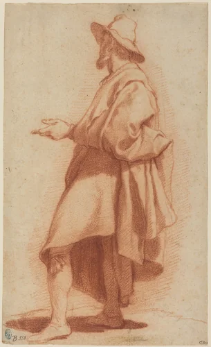 Standing Man Wearing a Cloak and Hat by Matteo Rosselli, drawing, 1597-1607