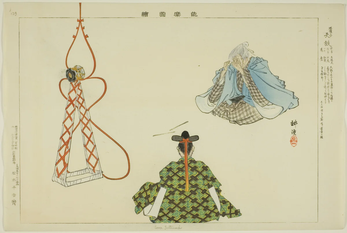 Sora Zutsumi, from the series "Pictures of No Performances (Nogaku Zue)" by Tsukioka Kogyo, print, 1893-1903