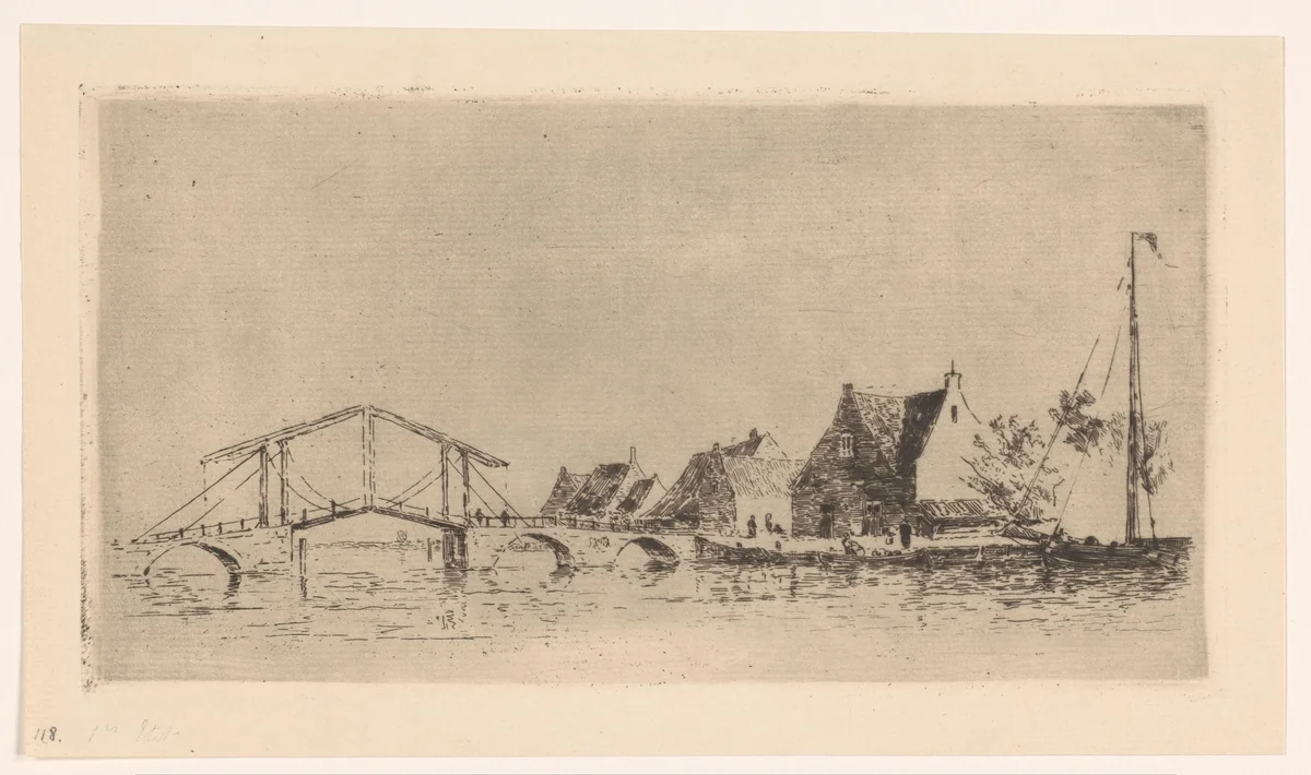 Brug in Overschie by Carel Nicolaas Storm van 's-Gravesande, print, 1880
