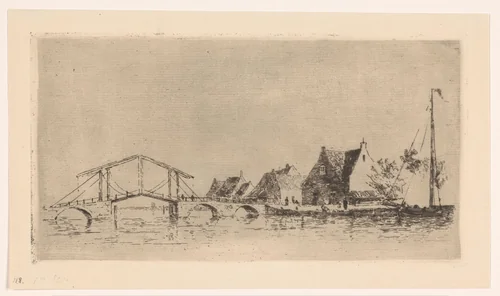 Brug in Overschie by Carel Nicolaas Storm van 's-Gravesande, print, 1880